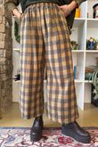 Nora Brushed Cotton Gingham Kick Pant Deep Olive